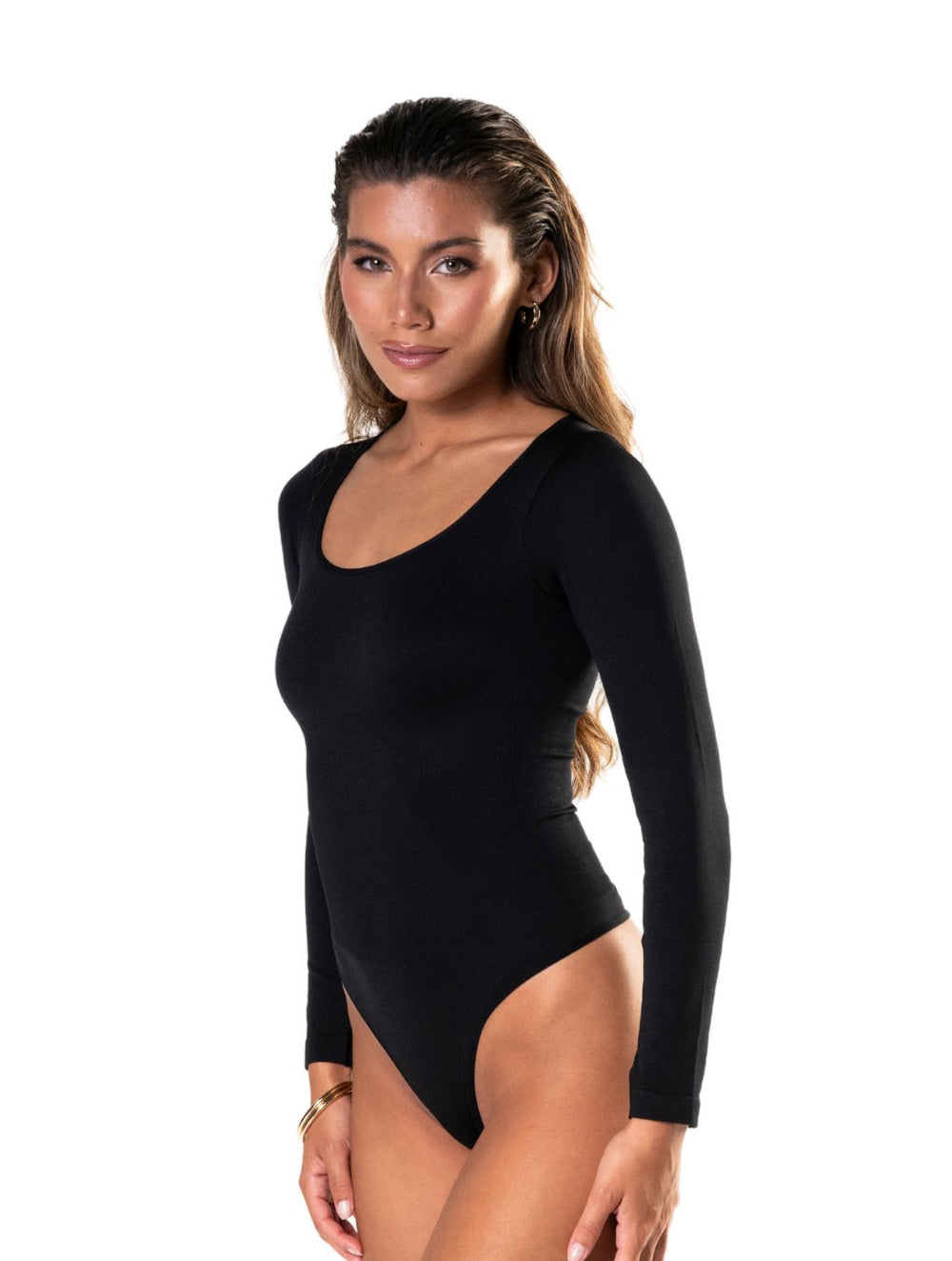 Seamless Long Sleeve Thong Bodysuit